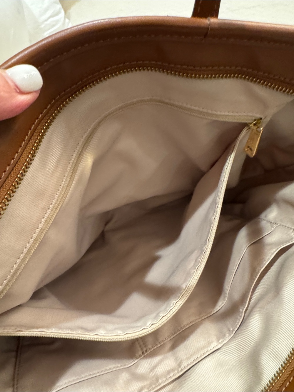Lauren Ralph Lauren Tan Woven Straw Tote with Brown Leather Trim - Picture 10 of 17